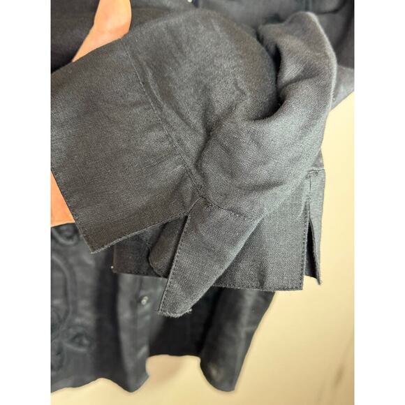 Charter Club Womens plus size 100% linen Button Down Black Embroidered Size 16 - Picture 3 of 7